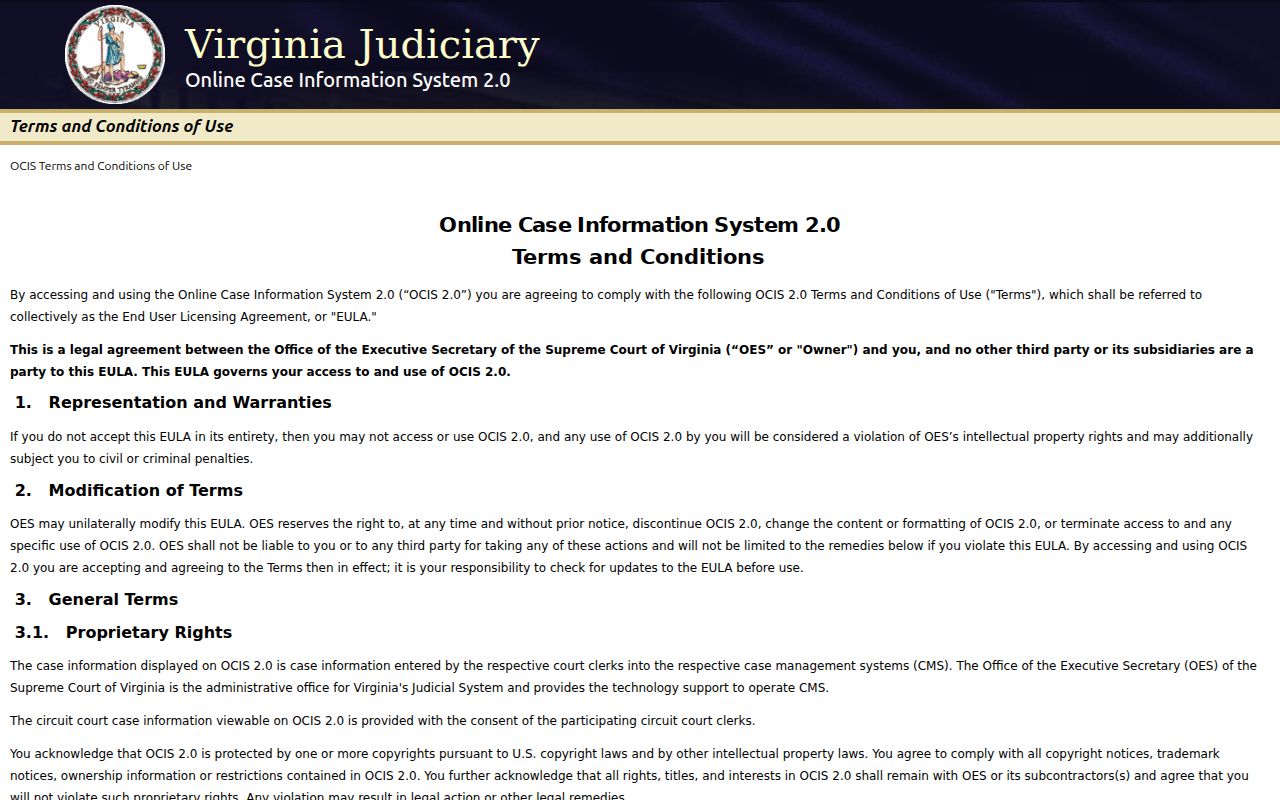 Orange County warrant search using the Virginia OCIS public interface