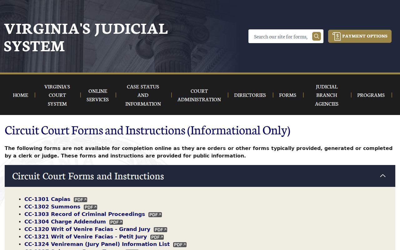 Orange County bench warrant and capias form information
