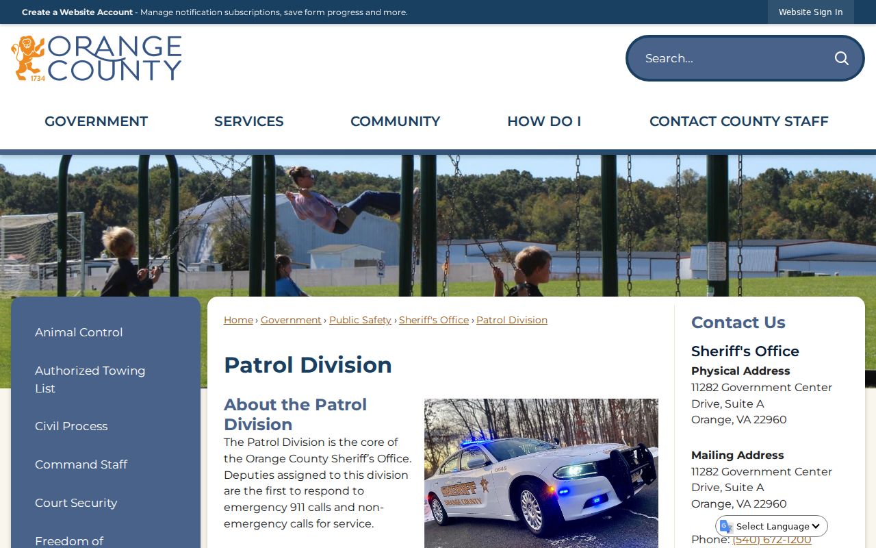 Orange County active warrant records and Sheriff patrol information