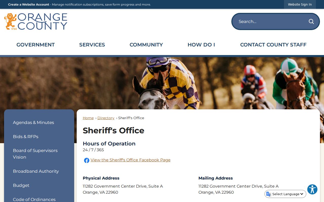Orange County Sheriff office directory for warrant record routing
