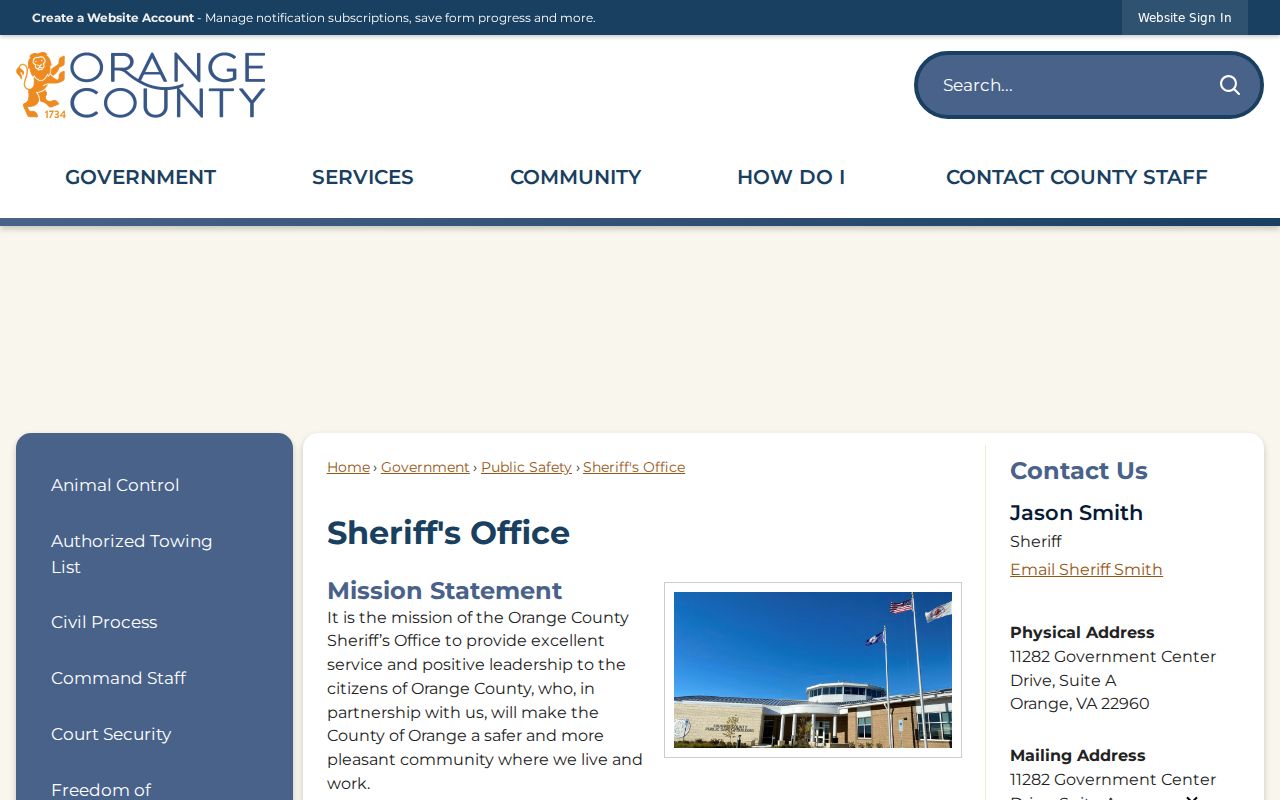 Orange County Sheriff information for local warrant records