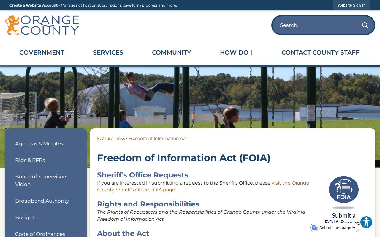 Orange County warrant records request information under Virginia FOIA